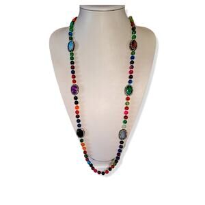 Eye Candy Los Angeles Gemstone beads with Halo 36" Strand Necklace